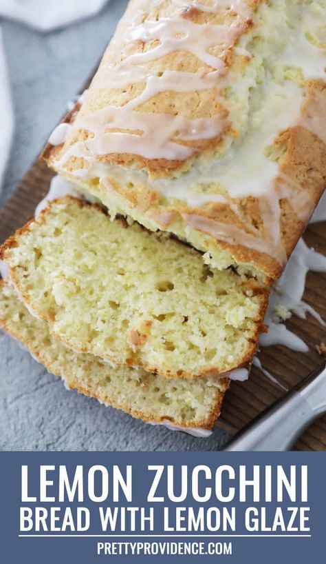 This Lemon Zucchini Bread is a delicious combo of the classic zucchini bread and lemon bread. Together with the lemon glaze, this quick bread will have everyone wanting the recipe. #lemonzucchinibread #zucchinilemonbread #lemonzucchinicake  via @prettyprovidnce Low Carb Lemon Zucchini Bread, Gluten Free Lemon Zucchini Bread, Cottage Cheese Zucchini Bread, Shareable Recipes, Lemon Zucchini Bread Recipe, Best Zucchini Bread Recipe, Easy Lemon Bread, Carrot Zucchini Muffins, Easy Zucchini Bread Recipes