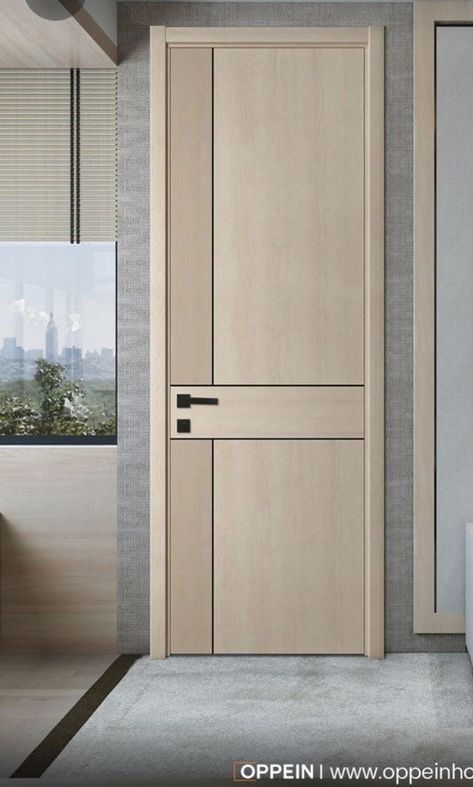 Modern Room Doors Bedrooms, Light Brown Interior Doors, Vineer Groove Design Door, Laminate Door Design Ideas, Minimalist Door Design, Modern Bedroom Doors, Hotel Doors Design, Brown Interior Doors, Modern Door Design