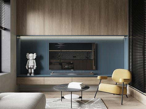 Modern Chinese Interior, Blue Walls Living Room, Chinese Interior, Tv Unit Interior Design, Built In Furniture, Tv Wall Design, Tv Unit Design, Living Room Tv, Office Interior Design