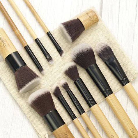 Flawless 11 Piece Bamboo Makeup Brush Set | Peace With The Wild Bamboo Makeup Brushes, Bamboo Makeup, Vegan Makeup Brushes, Complete Makeup, Blusher Brush, Bamboo Brush, Highlighter Brush, Angled Brush, Contour Brush