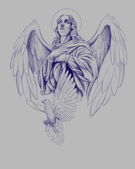 Guardian Angel Tattoo Designs, Guardian Angel Tattoo, Half Sleeve Tattoos Drawings, Angel Tattoo Designs, Religious Tattoos, Half Sleeve Tattoos, Angel Tattoo, Tattoo Design Drawings, Tattoo Stencils