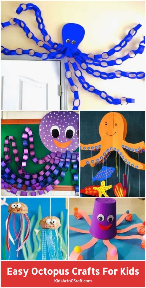 Octopus Craft Preschool, Easy Octopus Craft, Octopus Art Project, Ocean Crafts Preschool, Diy Octopus, Sea Creatures Crafts, Underwater Crafts, Octopus Craft, Octopus Crafts