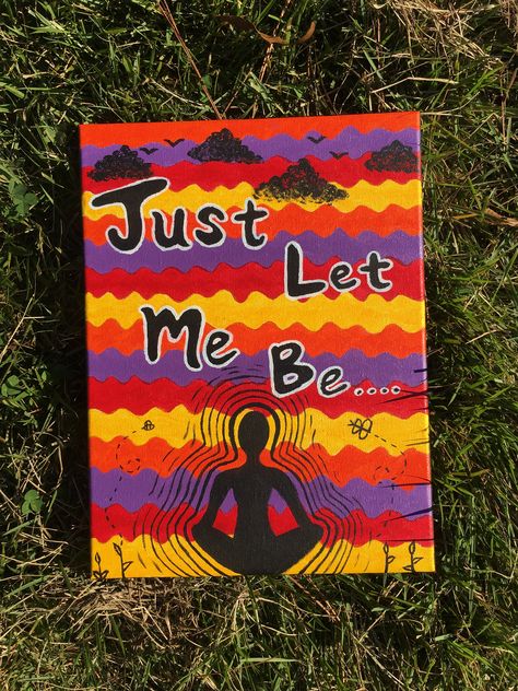 Just Let Me Be. An acrylic painting depicting you out in nature with space for your aura to breathe. Check out this painting on Etsy! Just Breathe Painting, Positive Acrylic Paintings, Spiritual Art Acrylic, Healing Canvas Painting, Canvas Painting Spiritual, Mental Health Paintings On Canvas Simple, Inspirational Paintings Canvases, Spiritual Paintings Easy, Motivational Paintings