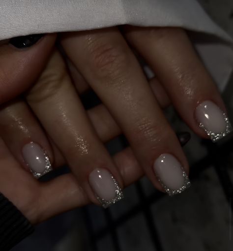 Russian Manicure Design Short, Snow Nails Short, Winter Nail Inspo Square, Square Acrylic Nails New Years, Square Nail Designs Winter, Russian Manicure Short Nails, Nye Nails Short, Early Winter Nails, Russian Mani