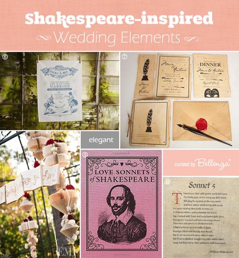 Shakespeare Inspired Wedding Elements You Can Buy Shakespeare Wedding Theme, Shakespeare Wedding, Heart Melting Quotes, Book Page Garland, Favor Display, Romantic Spring Wedding, Spring Wedding Decorations, Wedding Elements, Diy Brides