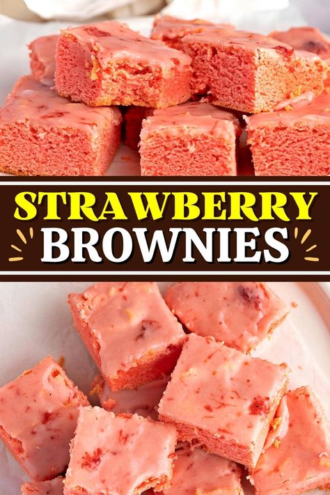 Are you in a dessert rut? Strawberry brownies will help you out! Every bite is fruity, chewy, and delicious. They are perfect for parties, potlucks, and more! Strawberry Brownies Recipe, Restaurant Desserts, Yummy Easter Desserts, Brownies Recipes, Strawberry Brownies, Lemon Seeds, 2024 Board, Potluck Desserts, Orange Muffins