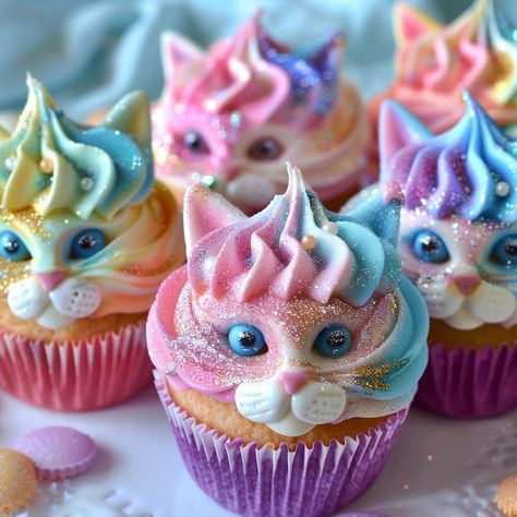 Dt Crafts, Cupcakes Fondant, Cupcake Decorating Tips, Cat Cupcakes, Pop Cupcakes, Cupcake Cake Designs, Animal Cupcakes, Cat Cake, Cute Cupcakes