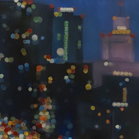 Blurry City Painting, Blurry Acrylic Painting, Blurred Background Painting, Blurry Lights Painting, How To Paint Blurry, Blurred Painting, Blurry Painting, Blurry City Lights, Static Painting