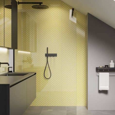 Retro Sunshine | ShowerWall Paneling Tile Alternatives, Wall Panels Bathroom, Acrylic Wall Panels, Suite Ideas, Retro Bathroom, Bathroom Wall Panels, Shower Wall Panels, Retro Bathrooms, Decorative Wall Panels