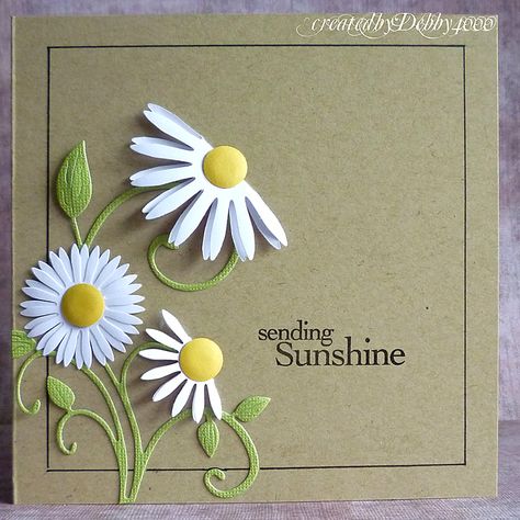 love the half-daisy idea!  I think I have some cricut flowers that this same idea would work with, or even purchased sticker flowers. Great thinking of you card or even Happy Birthday. Sending Sunshine, Masters Chair, Daisy Cards, Punch Cards, Kirigami, Card Tags, Floral Cards, Creative Cards, Paper Cards