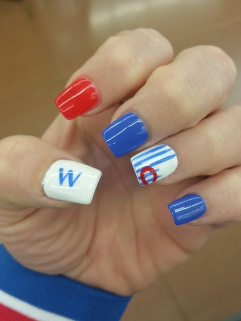 Chicago Cubs Nails Designs, Cubs Nails Designs, Chicago Cubs Nails, Cubs Nails, Unique Nails, Nails Designs, Chicago Cubs, How To Do Nails, Toe Nails