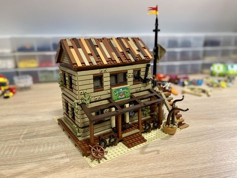 Bait Shop, Lego Buildings, Shop Buildings, Lego Building, Seafood Restaurant, Fishing Villages, Fishing Bait, Seafood, Minecraft