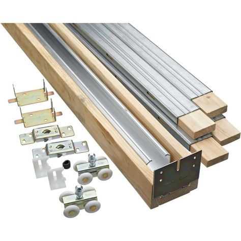 National Hardware Pocket Door Track and Hardware Kit in the Sliding Closet Door Tracks & Track Kits department at Lowes.com Sliding Closet Door Track, Pocket Door Track, Pocket Door Installation, Pocket Door Frame, Sliding Pocket Doors, Pocket Door Hardware, Sliding Door Track, Sliding Closet Doors, Door Track