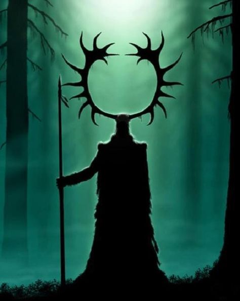 Tapio, Finnish lord of the forest, son of Louhi, father of the seeda, immortal among his mortal kin. Herne The Hunter, Celtic Gods, Celtic Mythology, 다크 판타지, Gods And Goddesses, Green Man, Mythical Creatures, Antlers, Dark Art