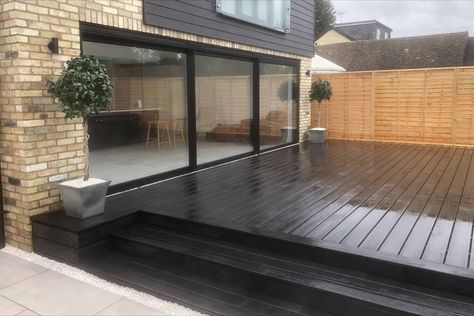 A Perfect Example Of A Landscaping Project Using Composite Decking To Truly Complement A Modern Install. Black Decking, Modern Family Home, Black Deck, Deck Projects, Private House, Composite Decking, Contemporary Outdoor, Landscape Projects, Modern Family