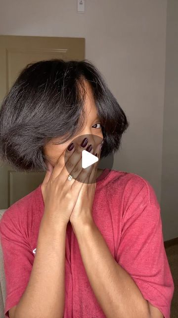 Grunge Bob Haircut Bangs, Black Women Bob Hairstyles Natural, Long Length Bob Haircut, Simple Hairstyles For Relaxed Hair, Styling A Bob Easy Hairstyles, Neck Length Bob Black Women, Bob Cut Natural Hair Black Women, Side Part Natural Hair Black Women, How To Cut Bob Haircut At Home