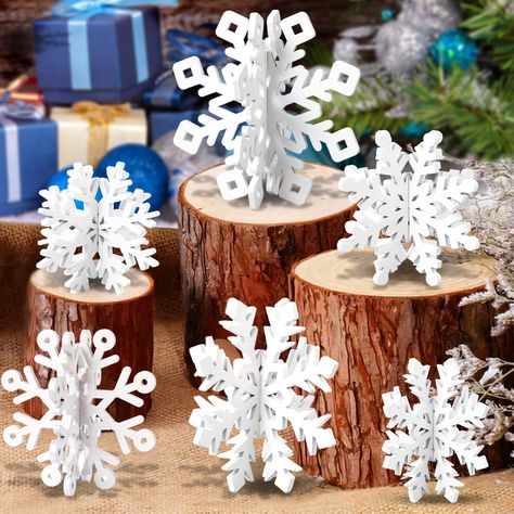 PRICES MAY VARY. ✔【CHRISTMAS TABLE DECOR】You will get 12pcs white snowflake decorations Christmas table centerpieces, comes with different styles & sizes: 3.9”, 4.7”, and 5.5” in diameter. Easy to create 6 sets of 3D snowflake table centerpieces, adding a festive atmosphere to your Christmas party in winter. ✔【UNIQUE DESIGN】Charming 3D Christmas snowflake decoration makes perfect winter themed party favor. Simply align the same sized snowflakes’ card slots and assemble them together, make it eas Christmas Centrepiece Table, Centerpiece For Christmas, Winter Wonderland-party, Winter Wonderland Christmas Party, Snowflake Centerpieces, Snowflake Table, White Christmas Party, Snowflake Decor, 3d Snowflake