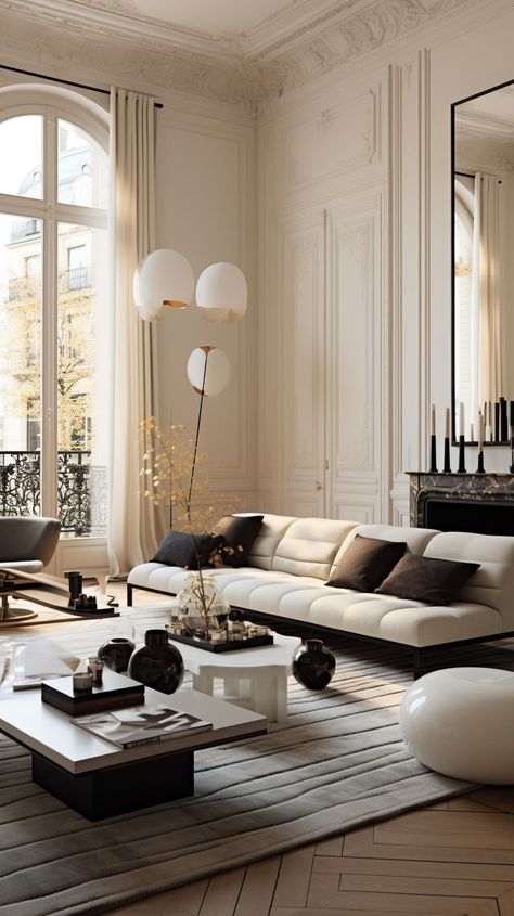 Parisian Interior Design Paris Style Apartment, Modern Parisian Interior, Parisian Style Interior, Parisian Interior Design, Parisian Living Room, Parisian Interior, Inviting Living Room, Elegant Interior Design, Stylish Living Room