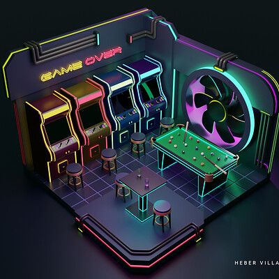 Arcade Games Room, Futuristic Arcade, Playgrounds Architecture, Arcade Bar, Gaming Lounge, Gaming Center, Arcade Room, Game Center, Adobe Photoshop Design