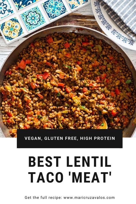 Vegan, naturally gluten-free and delicious. This lentil taco meat is all you need for your #tacotuesday Enjoy this easy vegan recipe and drizzle your lentil tacos with your favorite Mexican salsa. . . . #vegantacos #lentiltacos #easylentiltacomeat #besttacomeat Meatless Taco Meat, Vegetarian Lentils Recipe, Green Lentil Dinner Recipes, Lentil Burrito Recipes, Lentil Meat Sauce, Easy Lentil Dinner Recipes, Lentils Ground Beef, Lentil Quinoa Taco Meat, Vegan Lentil Tacos