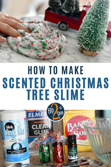 Make your own scented Christmas slime this holiday season! This is a fun DIY Christmas craft for kids. Here is a homemade slime recipe that smells just like a Christmas tree. Christmas Slime Recipe, Diy Christmas Slime, Christmas Tree Essential Oil, Grinchmas Party, Christmas Slime, Smells Like Christmas, Make Christmas Tree, Homemade Slime Recipe, Slime Recipes