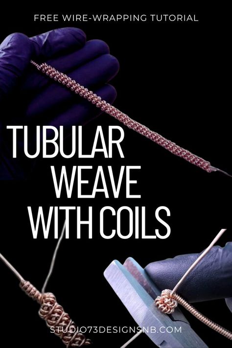 Creating a Tubular Weave Wire Wrapping with Coiled Coil Jewelry Diy Tutorials, Beginner Wire Wrapping, Wire Bracelet Tutorial, Wire Weaving Techniques, Wire Weaving Tutorial, Wire Wrapped Stone Jewelry, Wire Wrapping Tutorial, Wire Wrapped Jewelry Diy, Weaving Tutorial