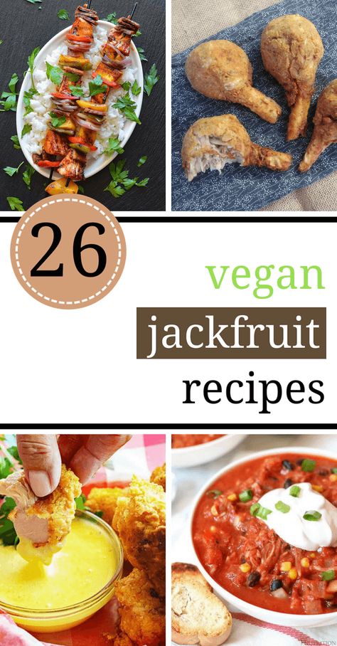 Vegan Jackfruit recipes make really delicious and satisfying dinners that can even be healthy. You can use your slow cooker/crockpot for cooking pulled pork, tacos, or curry dishes with them. Jackfruit is a great meat substitute and goes really well with BBQ, if you are craving those "meaty" flavors and texture. | The Green Loot #vegan #jackfruit Vegan Jackfruit Recipes, Resep Vegan, Vegan Jackfruit, Vegan Crockpot Recipes, Vegan Crockpot, Jackfruit Recipes, Pulled Pork Tacos, Pork Tacos, Healthy Tacos