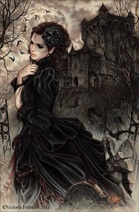 dark art / mourning / Victoria frances Art Vampire, Vampire Bride, Victorian Vampire, Luis Royo, Art Noir, Boris Vallejo, Gothic Fantasy Art, Gothic Vampire, Vampire Art