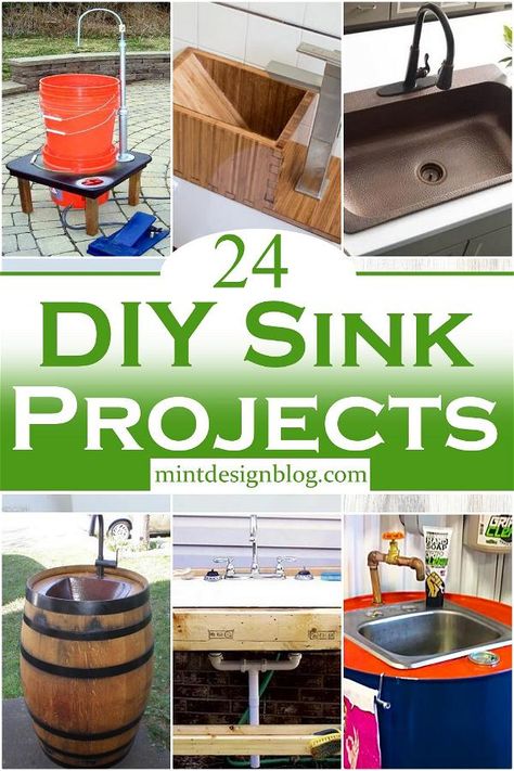 DIY Sink Projects 1 Alternative Sink Ideas, Diy Kitchen Sink Ideas, Diy Sink Bowl, Diy Kitchen Sink Base, Rustic Bathroom Sink Ideas, Diy Outdoor Sink, Diy Concrete Sink, Diy Kitchen Sink, Diy Bathroom Sink