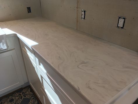 Corian Limestone Prima Limestone Prima Corian Countertops, Primitive Kitchen Cabinets, Florida Bathroom, Castle Kitchen, House Finishes, Counter Island, Corian Solid Surface, Corian Countertops, Sunflower Kitchen Decor