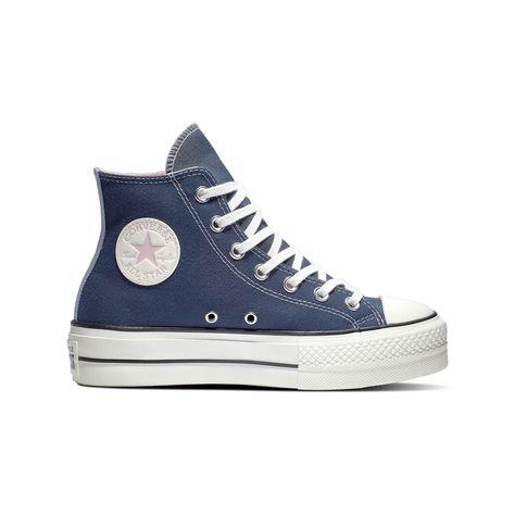 Converse Chuck Taylor All Star Lift Platform "Denim" Women's Shoe - Hibbett | City Gear Navy Platform Converse, Pretty Converse, Shoe Lookbook, Colorful Converse, Cute Converse Shoes, Navy Converse, Jean Shoes, Nike Shoes Women Fashion, Cute Converse