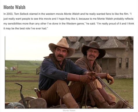 Monte Walsh, Tom Selleck, Western Movie, The Wild West, Old West, Wild West, Movies To Watch, Cowboy Hats, The Wild