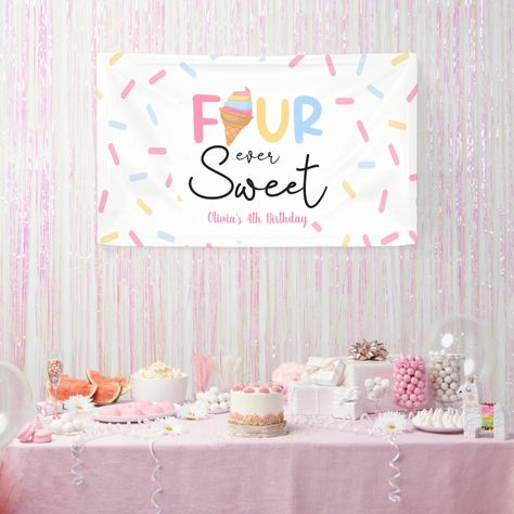 Birthday Party Design, 1st Birthday Banners, First Birthday Banners, Ice Cream Birthday, Birthday Party Banner, 6th Birthday Parties, 4th Birthday Parties, 3rd Birthday Parties, 2nd Birthday Parties