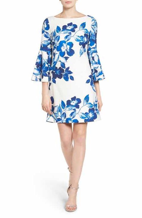 Eliza J Floral Shift Dress (Regular & Petite) Shift Dress Outfit Work, Dress Outfit Work, Petite White Dress, Shift Dress Outfit, Outfit Work, V Dress, Floral Shift Dress, Wedding Guest Dresses, White Floral Dress