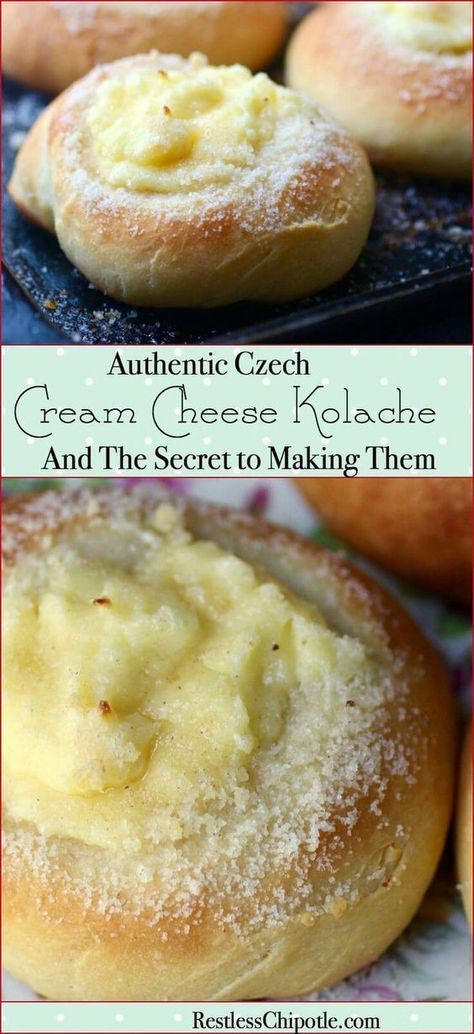 Cheese Kolache Recipe, Homemade Kolaches, Cream Cheese Kolache Recipe, Kolache Recipe, Restless Chipotle, Slovak Recipes, Sweet Dough, Czech Recipes, Köstliche Desserts