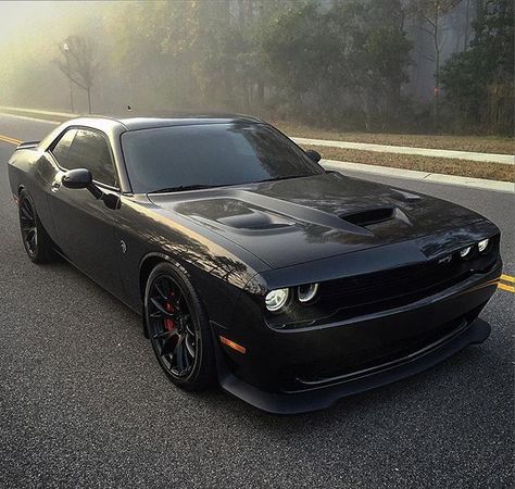 Mean Black Hellcat Chally SRT Tag a friend _ @haute_lifestyle @haute_lifestyle _ Photo: @owenspackman Dodge Sports Car, Tmax Yamaha, Dodge Challenger Hellcat, Maserati Granturismo, Dodge Rams, Dodge Muscle Cars, Hellcat Challenger, Ford Mustang Shelby Gt500, Dodge Cummins