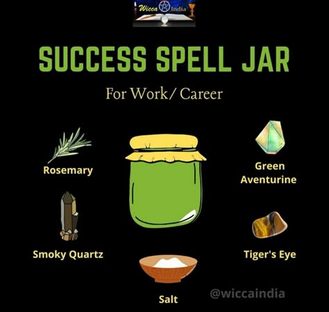 Career Spell Jar, Spell Jar For Success, Success Spell Jar, Success Spell, Wicca Recipes, Gothic Love, Spell Bottles, Spells For Beginners, Witch Bottles