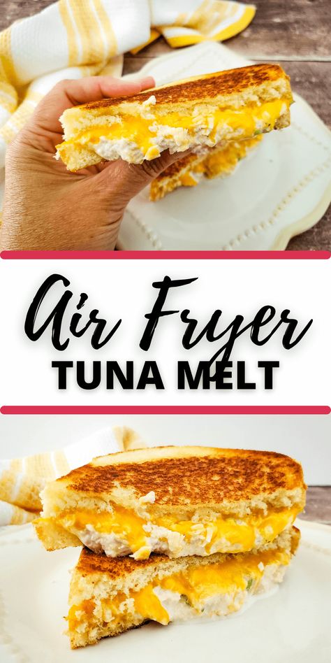 Airfryer Tuna Melt, Air Fry Tuna Melt, Tuna Burgers Air Fryer, Tuna Melt Sandwich Air Fryer, Easy Tuna Melt Recipe, Tuna Melt In Air Fryer, Air Fryer Tuna Melt Recipe, Air Fryer Tuna Casserole, Grilled Tuna Melt