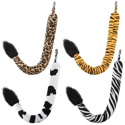 PRICES MAY VARY. Costume animal tails set: the package comes with 4 pieces of costume animal tails available in 4 different styles, namely zebra tail, cow tail, tiger tail, and leopard tail, enough quantity and rich styles to meet your animal costume needs, but also suitable for wearing at parties such as Halloween Wear with comfort: these adorable faux fur tails are made of flannelette material, soft, comfortable to wear, fine workmanship and delicate appearance, light weight, long time wearing Tails Costume, Cow Tail, Lion King Costume, Leopard Halloween, Tiger Tails, Tiger Tail, King Costume, Fur Animal, Animal Tails