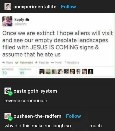 Christian Memes, Funny Tumblr Posts, What’s Going On, Tumblr Posts, Tumblr Funny, Funny Posts, Puns, Funny Stuff, Really Funny