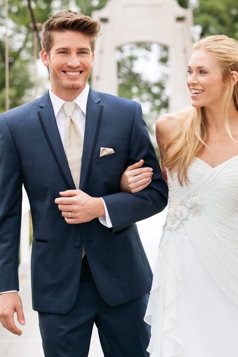 Best Wedding Registry, Navy Tuxedos, Men's Wedding Outfit, Sherwani Groom, Sheath Wedding Gown, Simple Wedding Gowns, Slim Fit Tuxedo, Affordable Wedding Venues, Traditional Bride