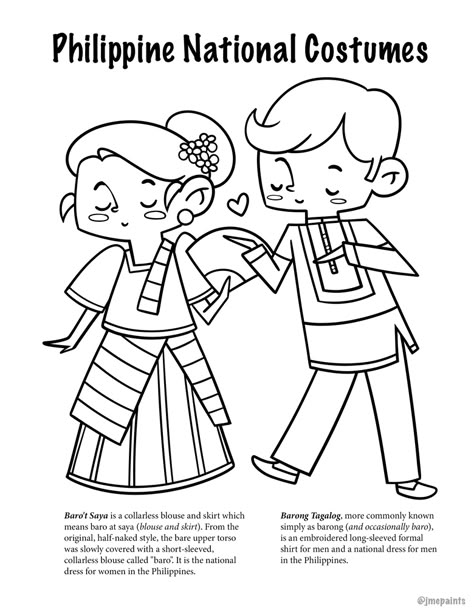 Buwan Ng Wika Coloring Activity, Filipino Coloring Pages, Barong Tagalog Drawing, Filipino Culture Drawing, Buwan Ng Wika Drawing, Philippines National Costume, Philippine National Costume, Philippines Dress, Dress Coloring Pages