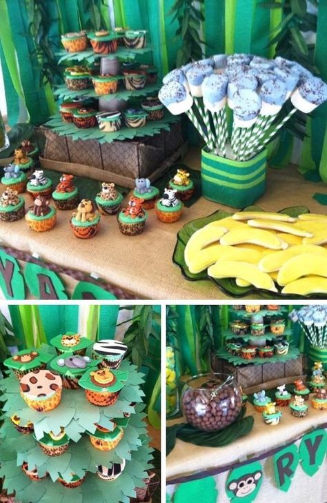 Safari Jungle Themed Baby Shower Ideas – Baby Shower Ideas 4U Jungle Themed Baby Shower Ideas, Safari Shower Ideas, Jungle Baby Shower Theme Decorations, Jungle Baby Shower Decorations, Themed Baby Shower Ideas, Safari Cupcakes, Safari Baby Shower Boy, Jungle Safari Baby, Jungle Safari Baby Shower