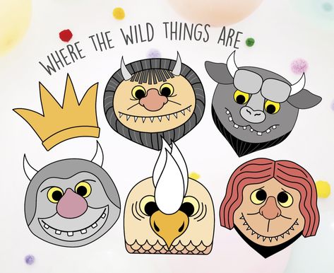 Found these amazing Where the wild things are masks. Photo props Where The Wild Things Are Masks, Where The Wild Things Are Craft For Kids, Where The Wild Things Are, Mask Photo, Storybook Theme, Reading Month, Printable Masks, Printable Party Decorations, Mask Template