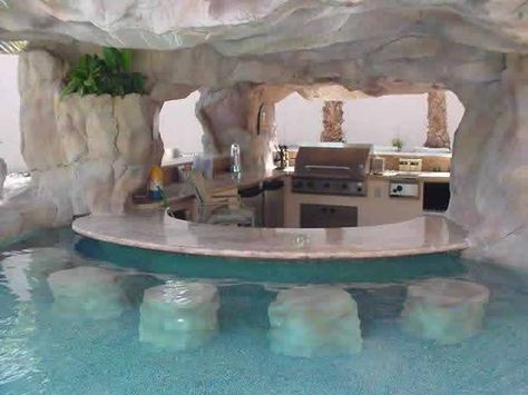 Swimup Bar, Cave Spa, Insane Pools, Garden Spa, Dream Backyard Pool, Pool Stuff, Lagoon Pool, Grill Area, Lazy River