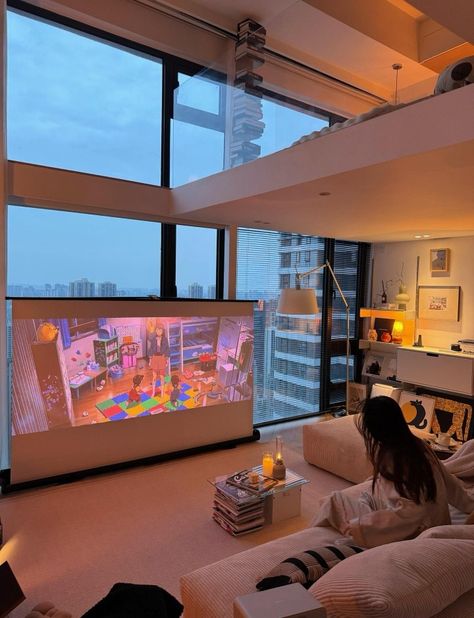 Seoul Studio Apartment, Michelle Choi Apartment, Korean Rooftop, High Rise Apartment Aesthetic, Aesthetic Seoul, High Rise Apartment, Rooftop Apartment, Study Desk Decor, Aesthetic Apartment