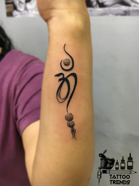 Rudraksha Tattoo Design, Rudraksha Tattoo, Daisies Tattoo, Ohm Tattoo, Tiger Eyes Tattoo, Hindu Tattoos, Hanuman Tattoo, Trishul Tattoo Designs, Infinity Symbol Tattoo