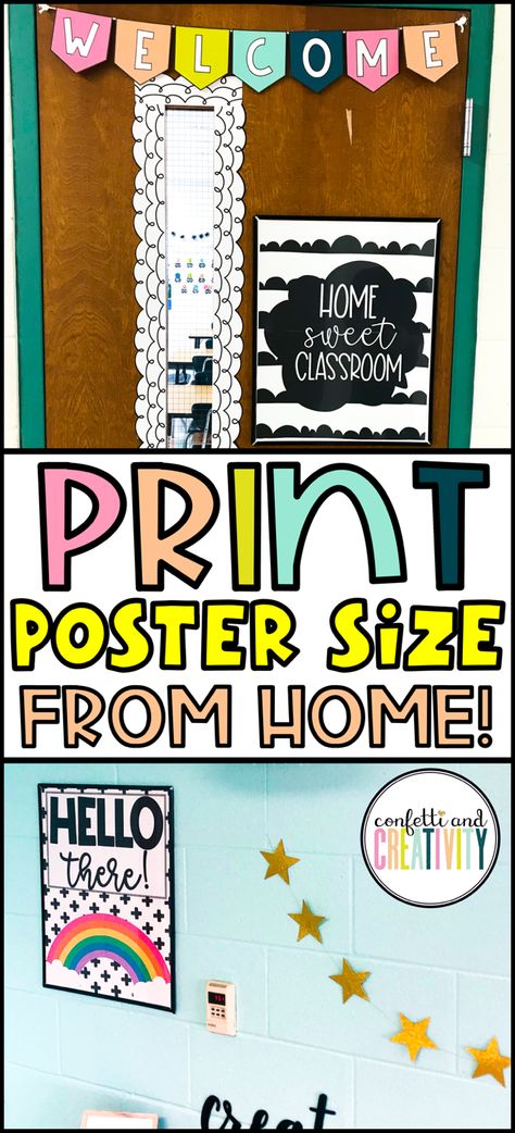 How To Print Poster Size At Home, How To Print A Poster At Home, Classroom Decor On A Budget Diy, 1st Grade Classroom Posters, 2nd Grade Classroom Posters, How To Make Classroom Decor, Diy Poster Print, Inspiring Classroom Decor, How To Print Out Posters