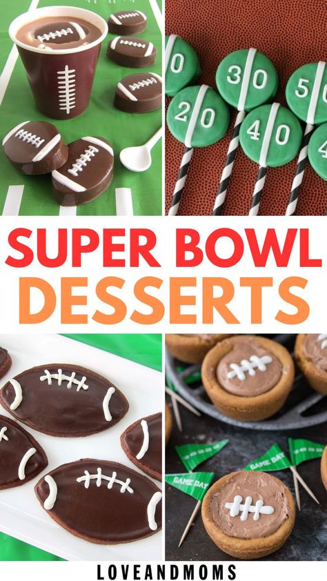 Super Bowl Party Food Super Bowl Bakery Ideas, Cheap Super Bowl Party Ideas, Super Bowl Party Favors, Football Party Dessert Ideas, Game Day Sweets Treats, Game Day Food Desserts, Superbowl Desserts Ideas, Superbowl Party Food Ideas Snacks, Superbowl Party Food Ideas Desserts