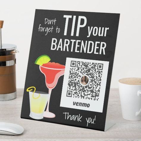 Bartending Tip Jar Ideas, Opening A Bar Business Ideas, Tip Sign Ideas Bartender, Diy Tip Jar Ideas Bartender, Bartesian Bar Decor, Wedding Bartender Outfit, Mobile Bartending Ideas, Bartender Tip Jar Ideas, Small Bar Ideas Business